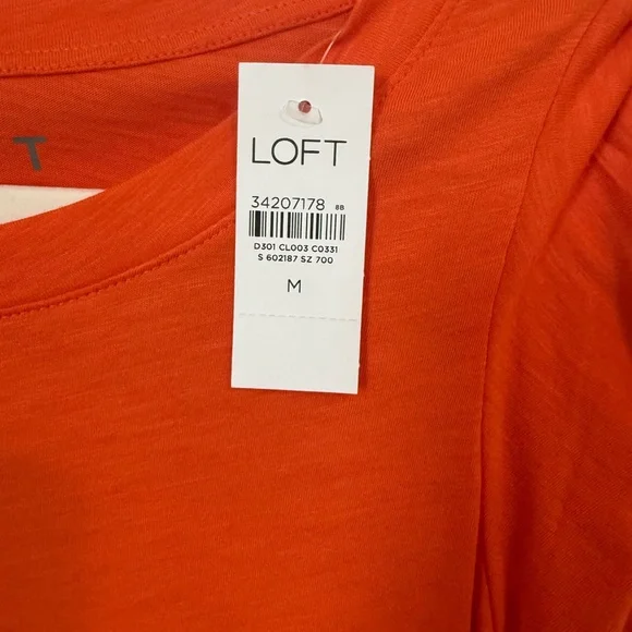 LOFT NWT Women's Orange Ruffle Sleeve Top - Picture 2 of 6